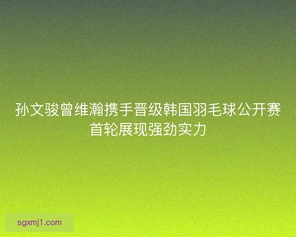 孙文骏曾维瀚携手晋级韩国羽毛球公开赛首轮展现强劲实力
