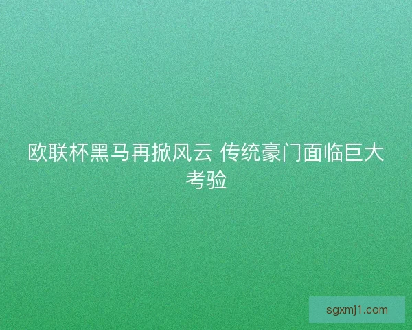 欧联杯黑马再掀风云 传统豪门面临巨大考验